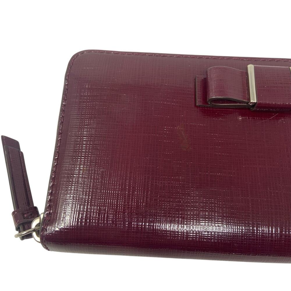 Coach Darcy Burgundy Grosgrain Leather Bow Accordion Zip-Around Wallet Org $275 - Picture 4 of 9